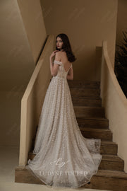 Luxurious Off The Shoulder Beaded Wedding Dress