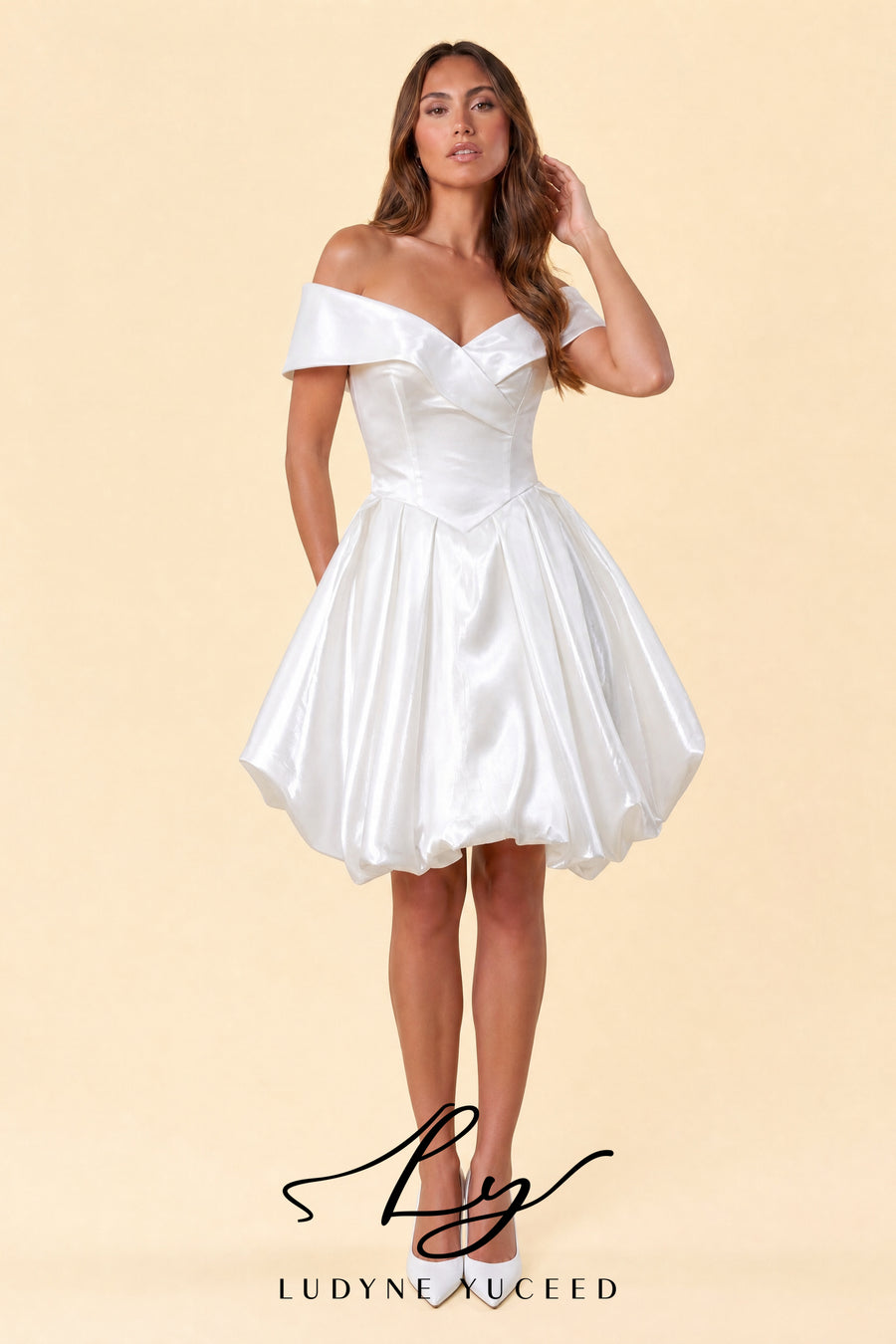 Vestido de novia de organza floral 3D sin tirantes con mangas desmontables