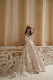 Floral A-Line Organza Wedding Dress