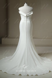 Sweetheart Neck Mermaid Crepe Court Train Wedding Dress