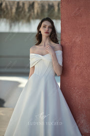 Modern Strapless Satin Ballgown Wedding Dress