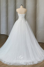 Straight Neck Sequined Tulle Princess Wedding Dress