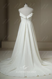 Sweetheart A Line Pleated Sleeveless A Line Court Train Wedding Dress