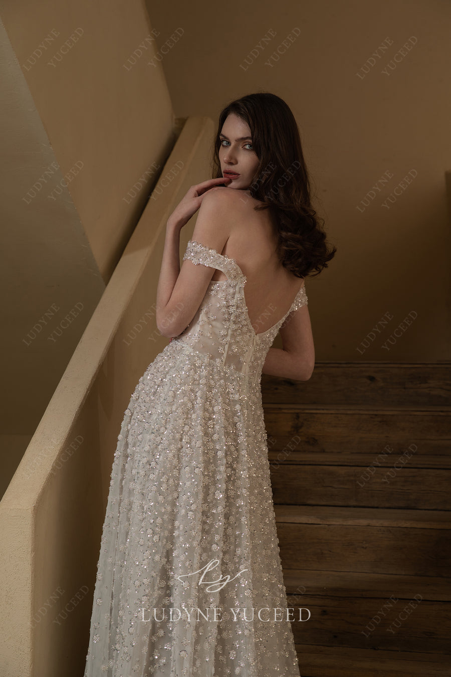 Luxurious Off The Shoulder Beaded Wedding Dress