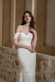 Simple And Elegant Satin Off-The-Shoulder Wedding Dress