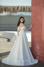 Modern Strapless Satin Ballgown Wedding Dress