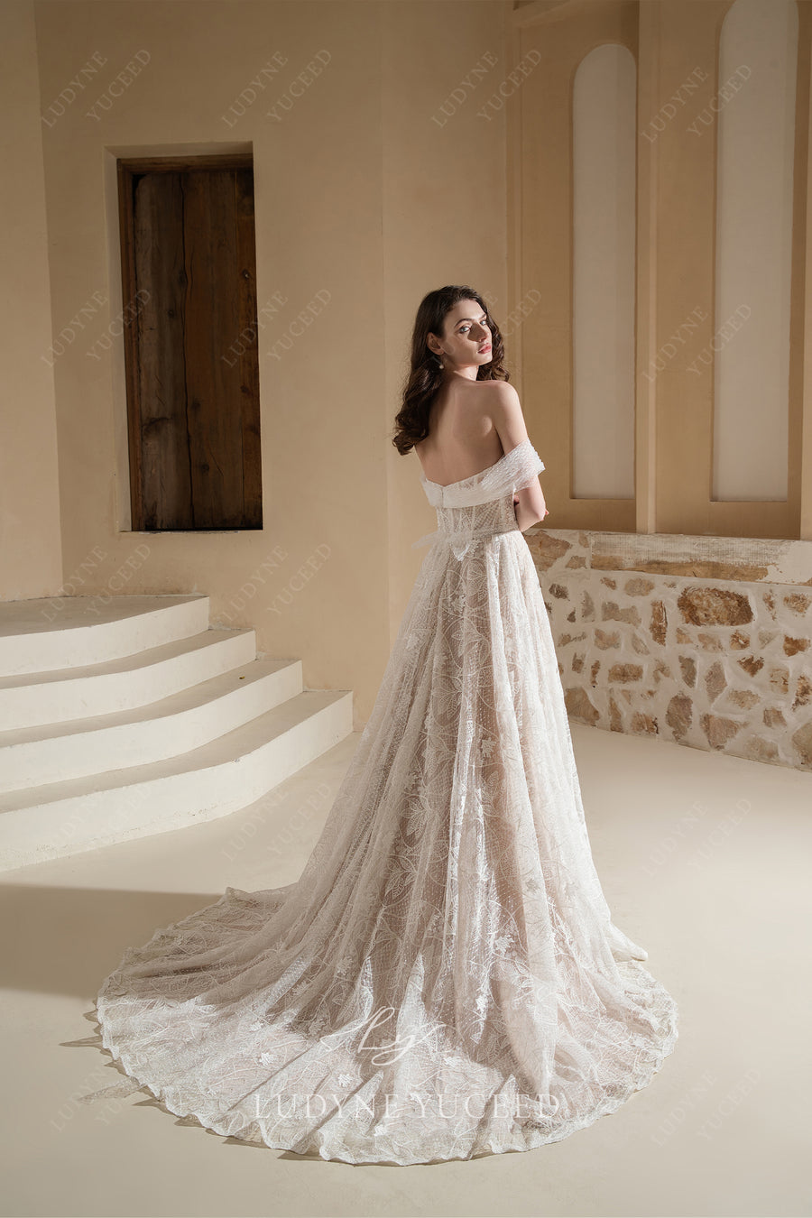 Dreamy Lace Bohemian Off The Shoulder Wedding Dress