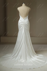 Simple Sleeveless Sheath Court Train Wedding Dress