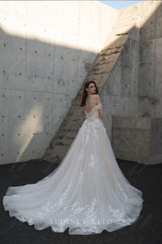 Luxury 3D Floral Lace Off The Shoulder Ballgown Wedding Dress