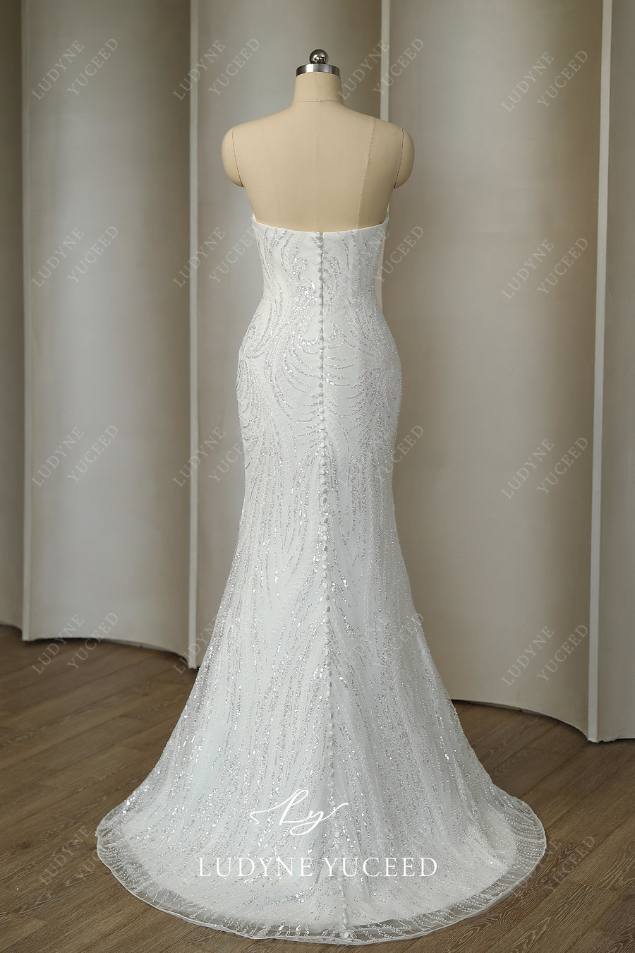 Unique Design Neck Sequin Sleeveless Mermaid Wedding Dress With Overskirt