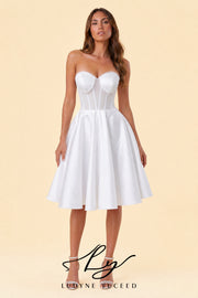 Abito da sposa a-line senza spalline in organza floreale 3D con maniche staccabili