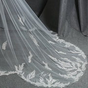 The Beaded Lace Lotus Flower Shaped Cathedral Length Veil