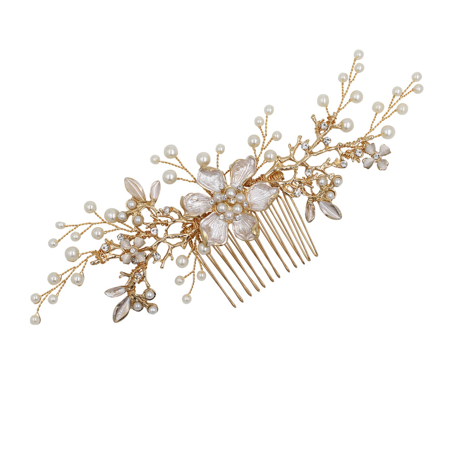 High-end Pearls Gold Flower Bridal Headpiece