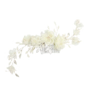 Delicate Flower Pearl Silver Leaf Bridal Headpiece