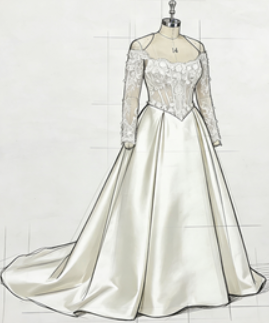 Vestido de novia de organza floral 3D sin tirantes con mangas desmontables