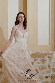 Floral A-Line Organza Wedding Dress