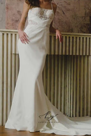 Vestido de novia de organza floral 3D sin tirantes con mangas desmontables