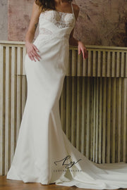 Exquisite Spaghetti - Strap Fit and Flare Wedding Dress