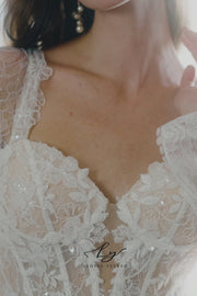 Alluring Strapless Embroidery Lace Fit and Flare Wedding Dress