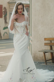 Enchanted Floral Off The-Shoulder Mermaid Wedding Dress