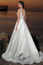 Smooth Satin A-line Bridal Dress In Shiny Pearl