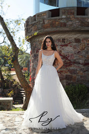 In Stock|Graceful Scoop Neckline A-Line Wedding Gown