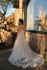 Stylish Plunging V Bridal Gown With Slit