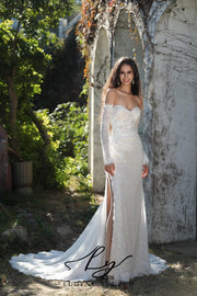 Sexy Slit Embroidered Lace Wedding Dress Ludyne Yuceed Sexy Slit Embroidered Lace Wedding Dress Ludyne Yuceed