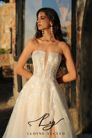 Stylish Plunging V Bridal Gown With Slit